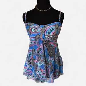 croft & barrow Blue Paisley Spaghetti-Strap Camisole